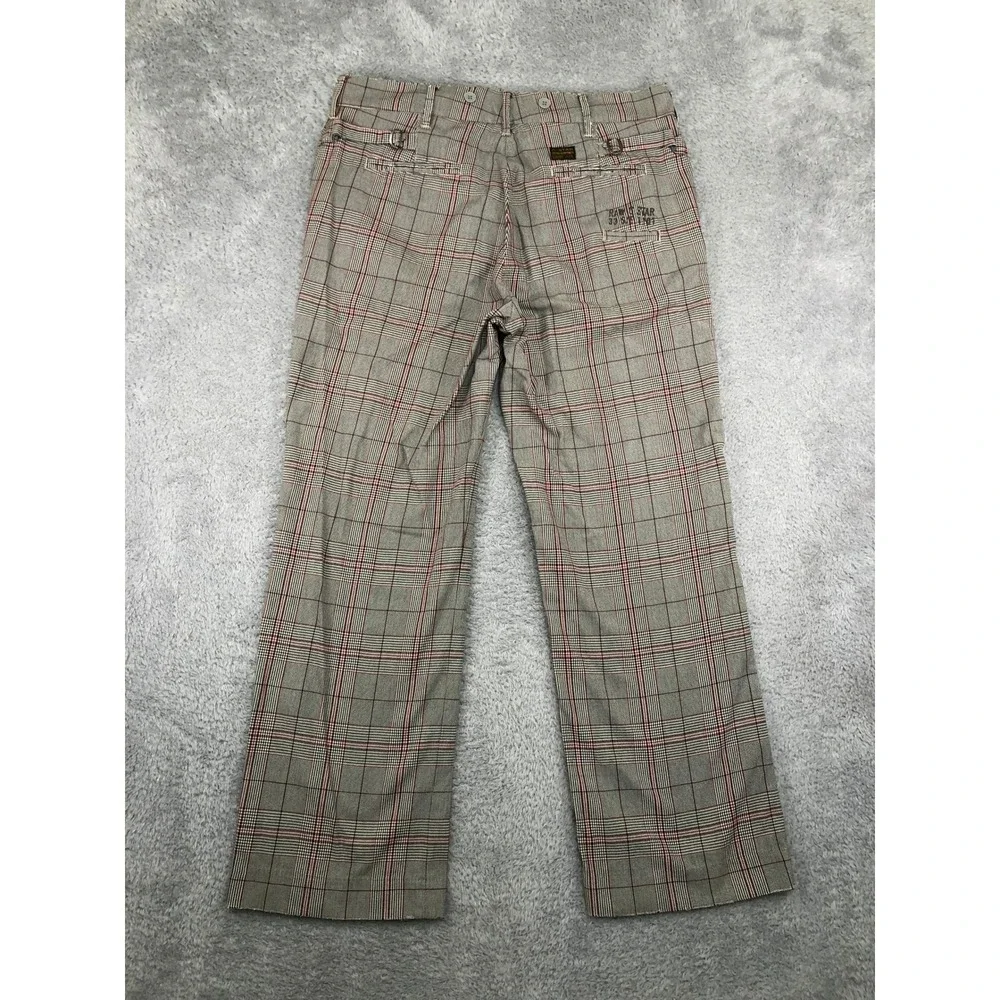 Y2K G-Star Raw Pants Men 36x30 (Tag 34x32) Multicolor Glen Plaid Distressed